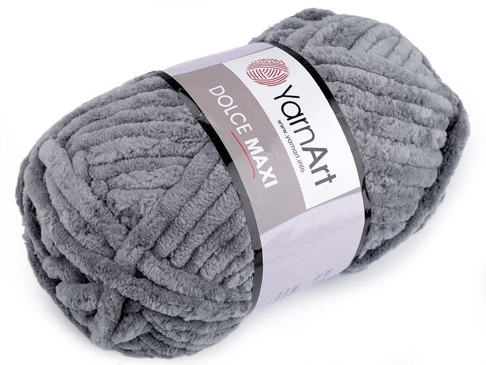 Chenille Knitting Yarn Dolce Maxi 200 g, grey