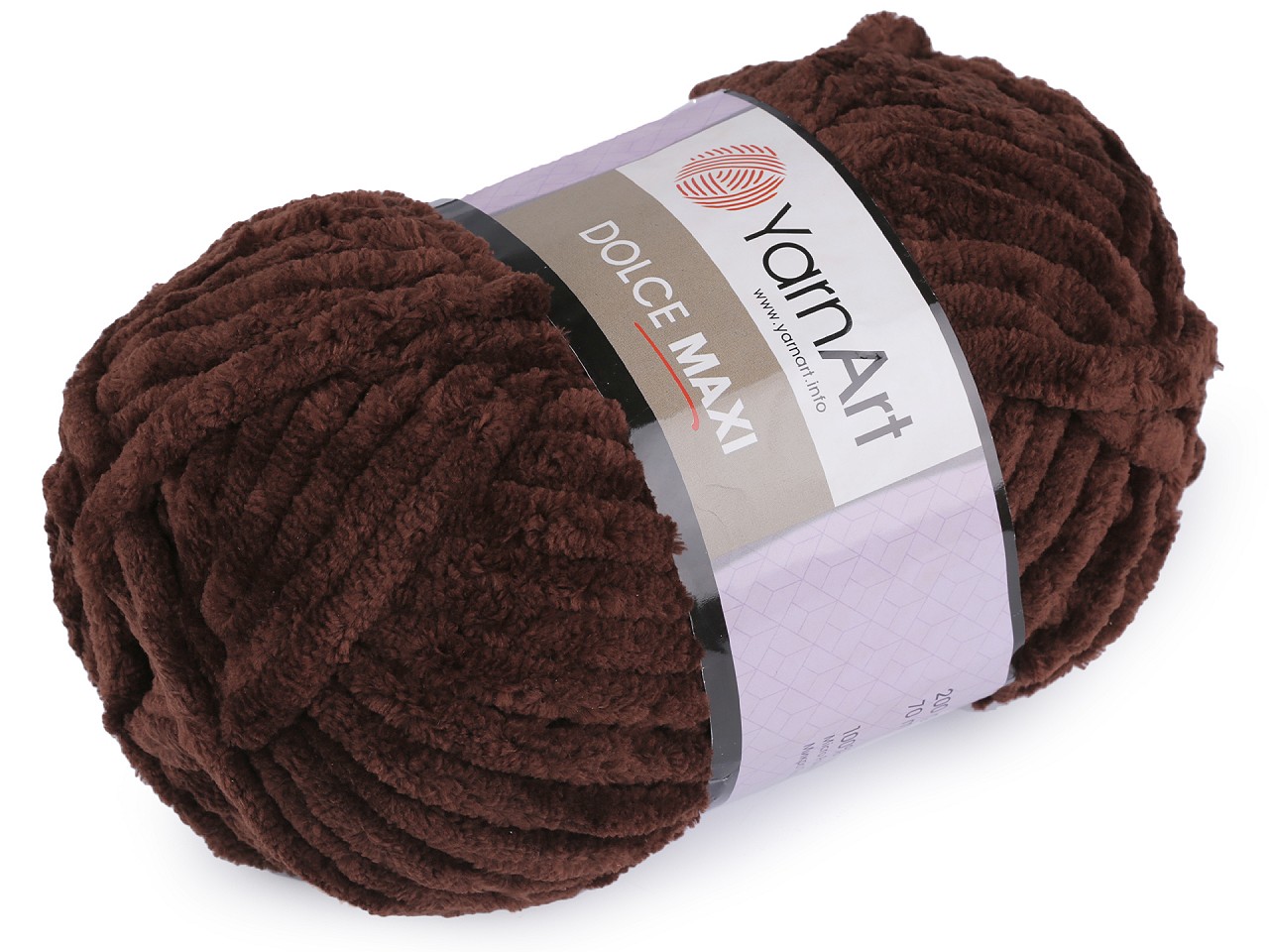 Chenille Knitting Yarn Dolce Maxi 200 g, chocolate