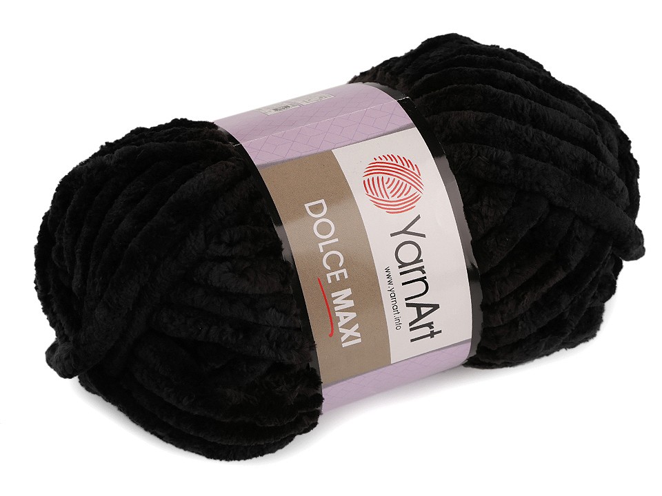 Chenille Knitting Yarn Dolce Maxi 200 g, black