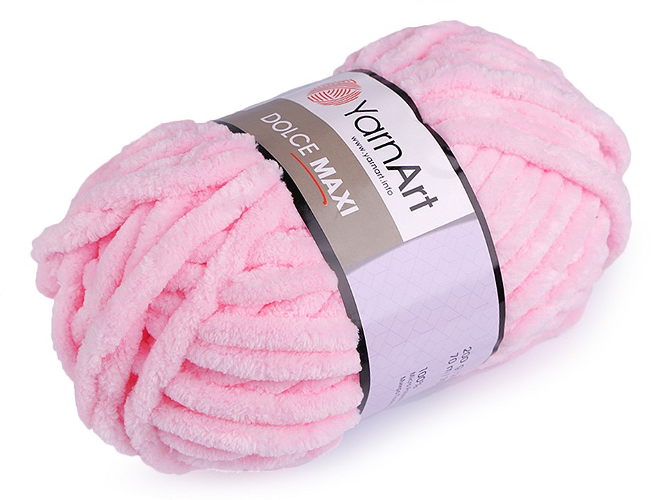 Chenille Knitting Yarn Dolce Maxi 200 g, baby pink