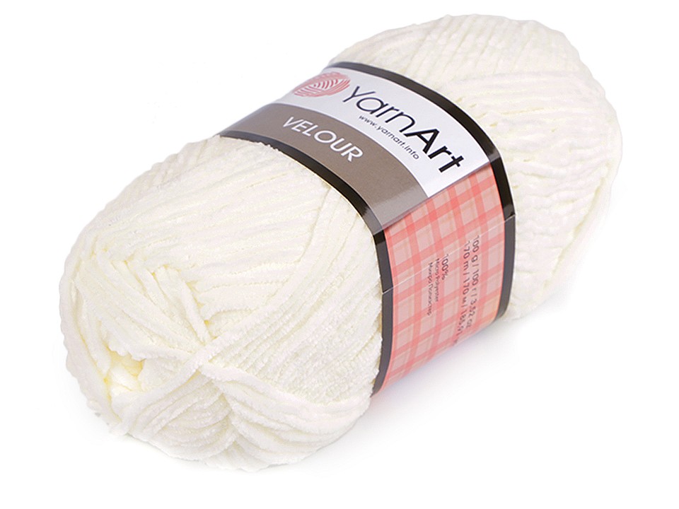 Knitting Yarn Velour 100 g, cream lightest