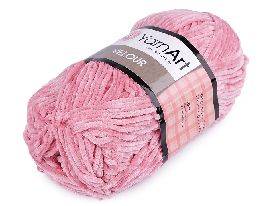 Knitting Yarn Velour 100 g, pink middle