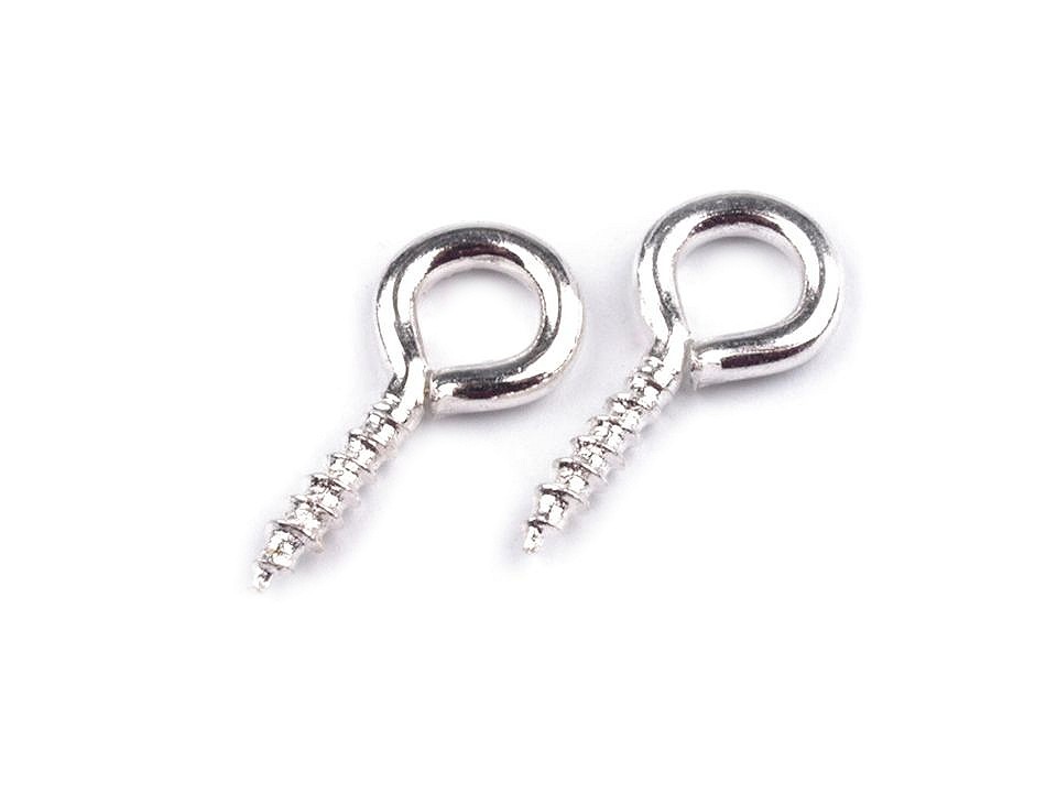 Screw Eye Hook 10 mm, silver, 50 pc.