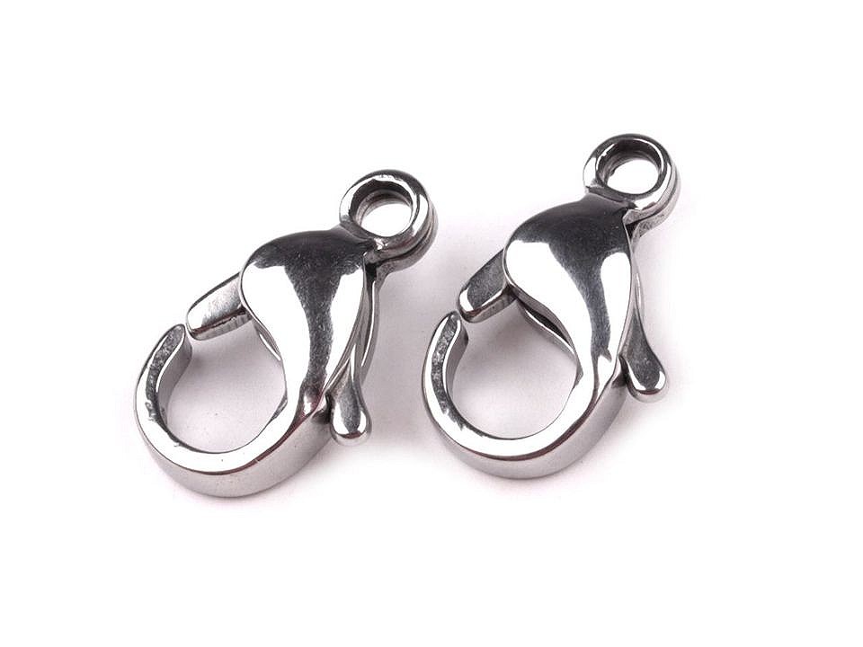 Stainless Steel Lobster Clasp 6x11 mm, platinum, 2 pc.