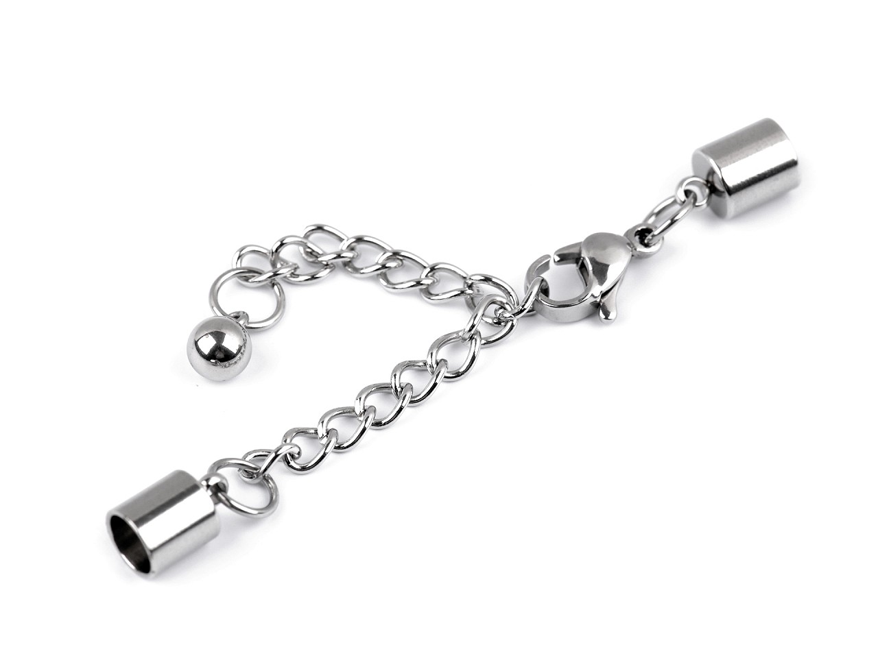 Set - Lobster Clasp with Extension Chain, platinum