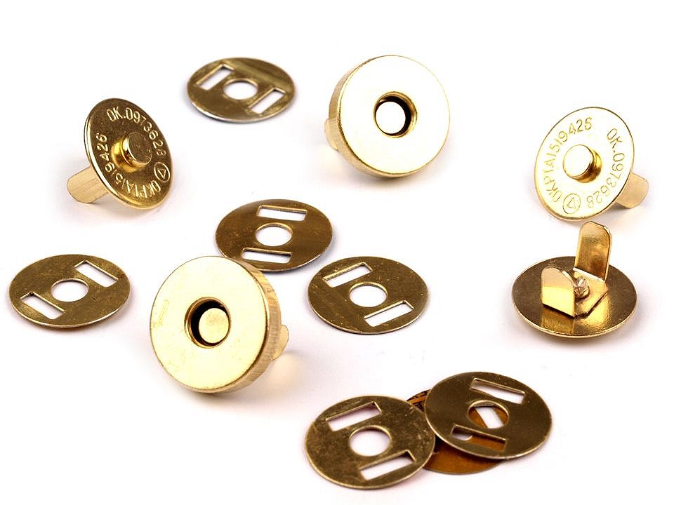 Magnetic Snap Closures Ø15 mm, gold, 5 set