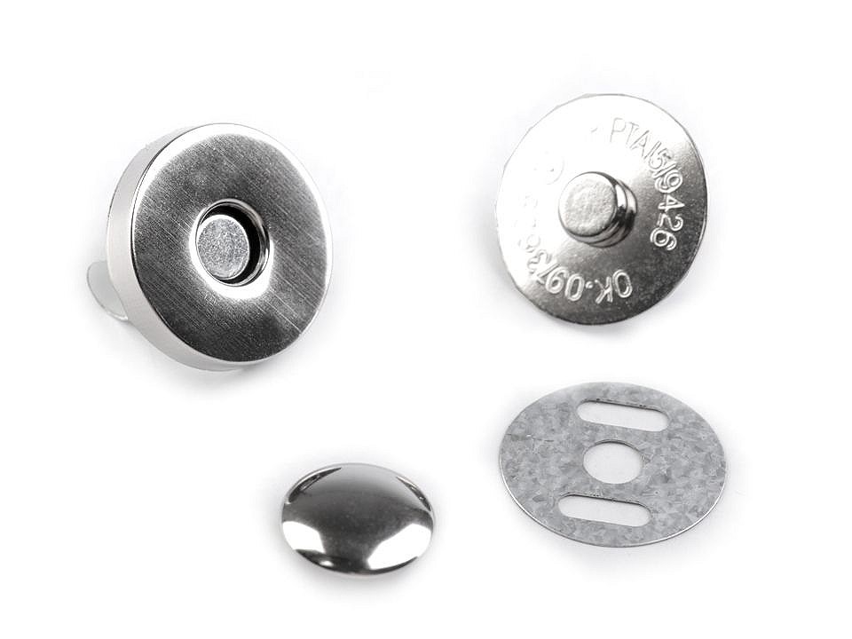 Round Magnetic Snaps Ø18 mm, nickel, 2 set