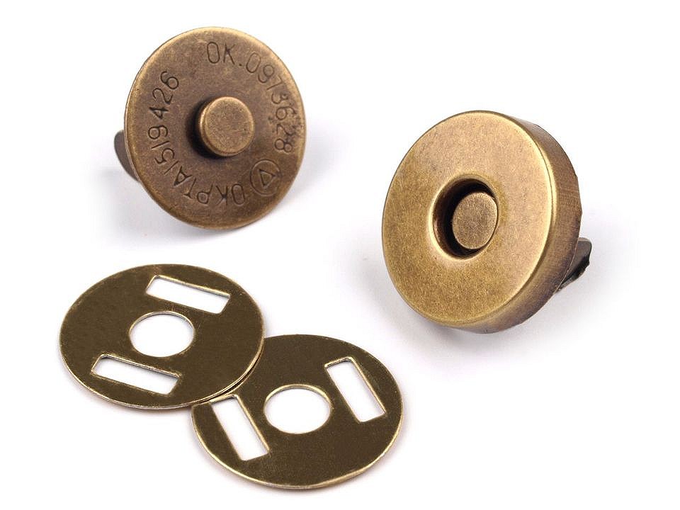 Magnetic Snap Closures Ø14 mm antique brass, vintage brass, 5 set