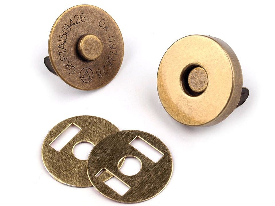 Magnetic Snap Closures Ø18 mm antique brass, vintage brass, 5 set