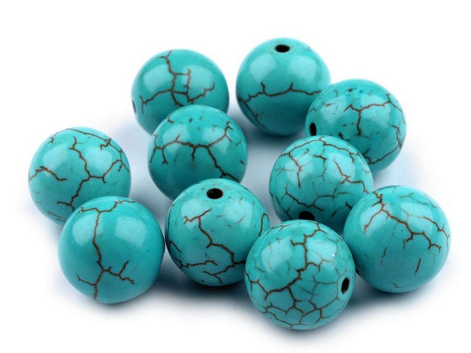 Howlit Mineral Beads, imitation Turquoise Ø12 mm (package 15 pc.)