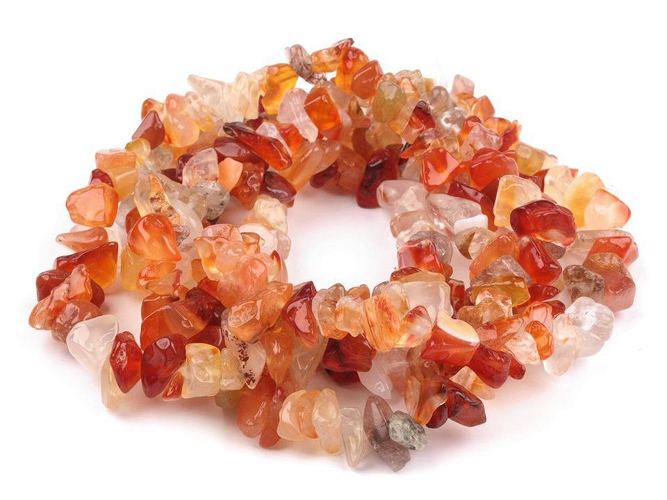 Gemstone Mineral Chips Beads on String Karneol