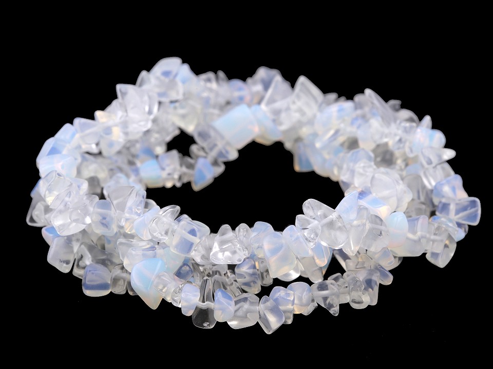 Synthetic Mineral Chip Beads Opalite on Nylon String