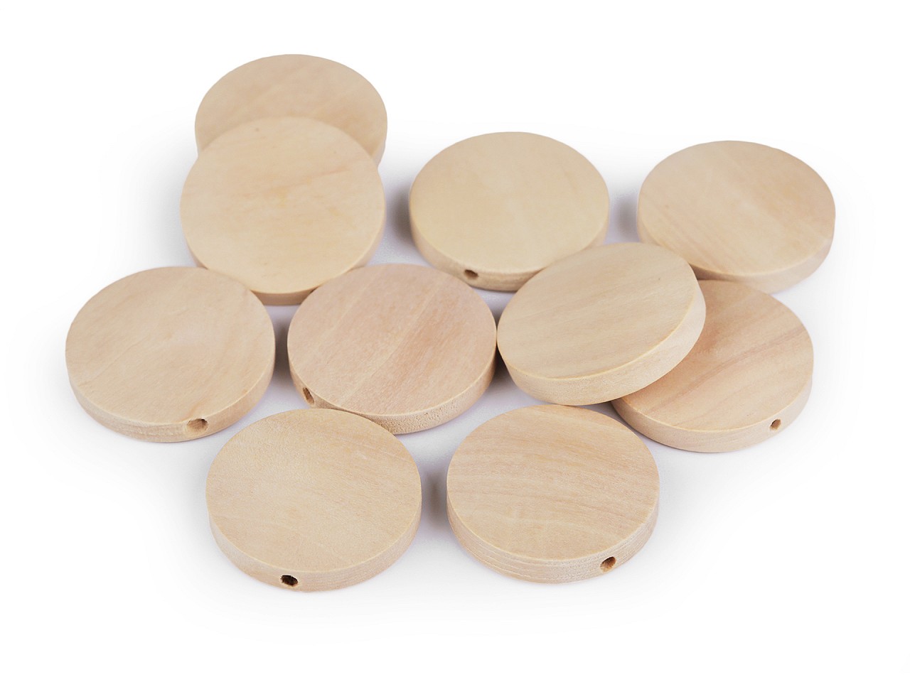 Unfinished wooden beads Ø25 mm, natural light, 10 pc.