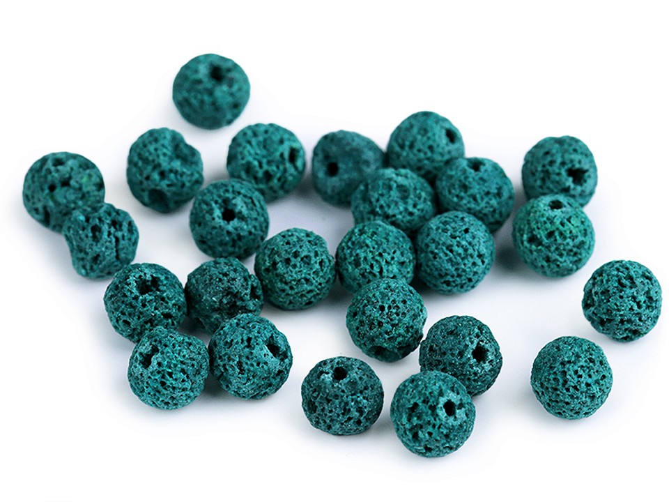 Synthetic lava, dyed Ø8 mm (package 12 pc.) - green turquoise