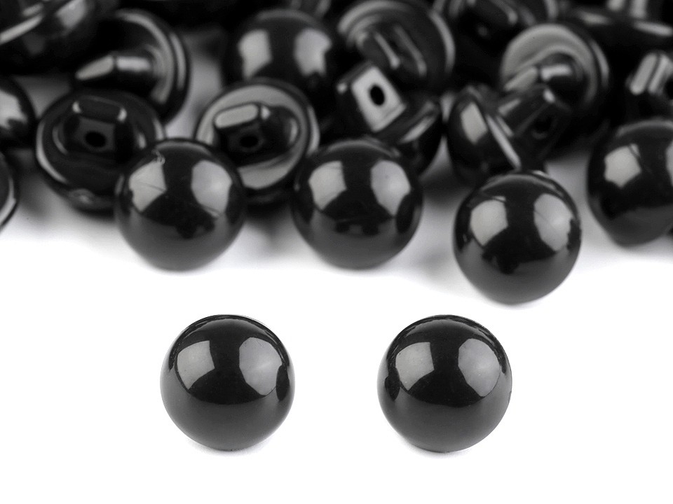 Black Dome Buttons Eyes 15, black, 20 pc.