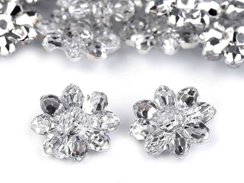 Button / Decoration Cut Flower, 15,2 mm, crystal, 10 pc.