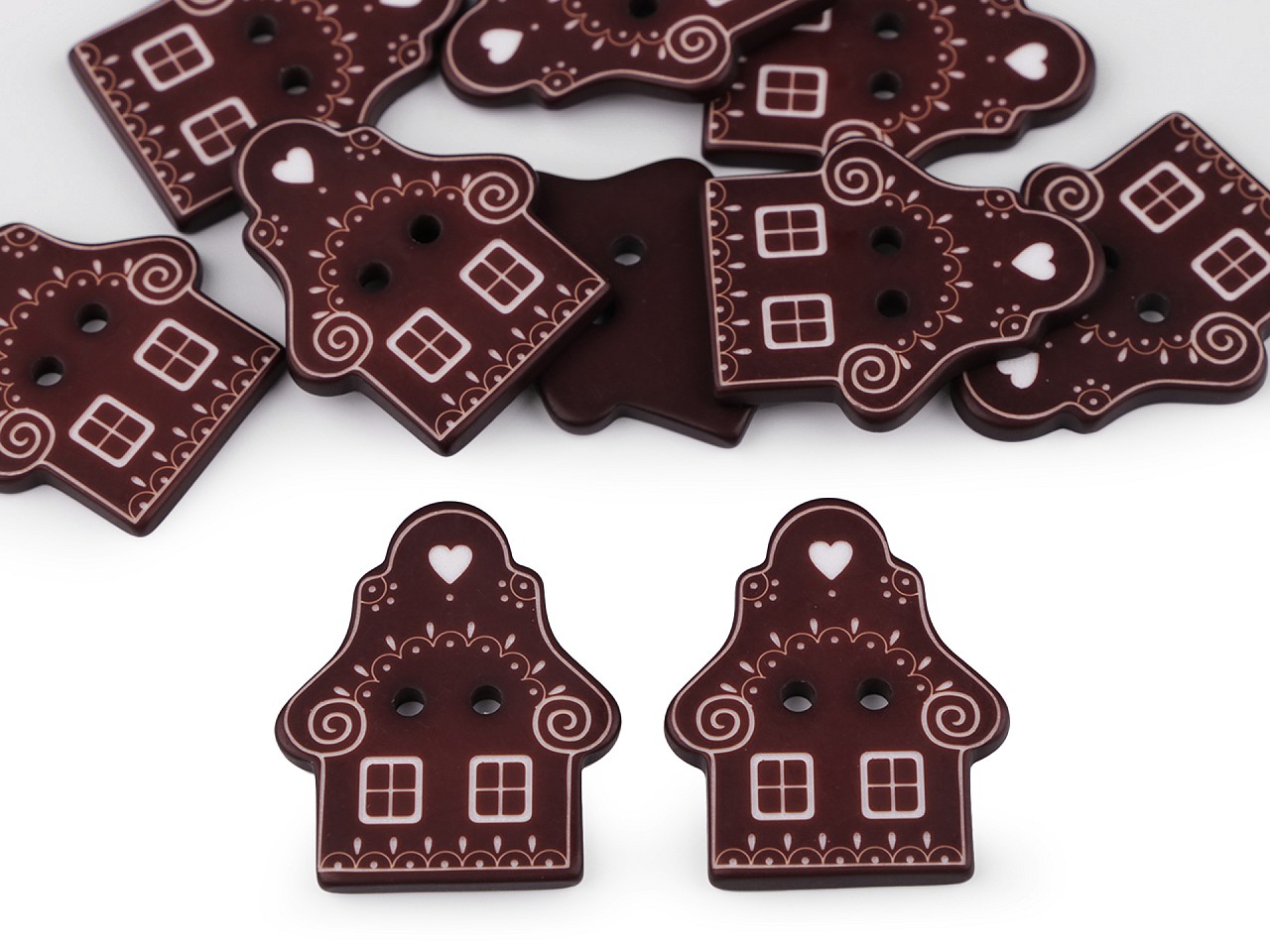 Decorative Button - cottage, brown, 10 pc.