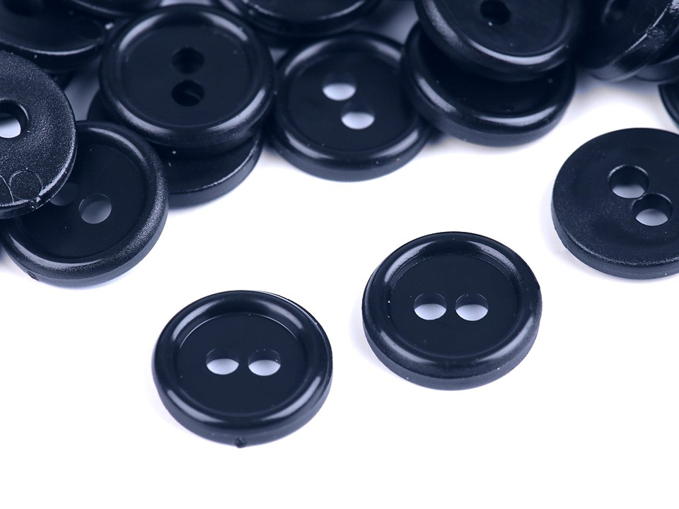 Plastic 2-hole Shirt Buttons size 18, dark blue, 100 pc.