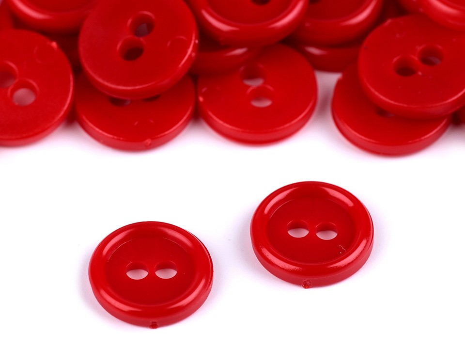 Plastic 2-hole Shirt Buttons size 18, red strawberry, 100 pc.