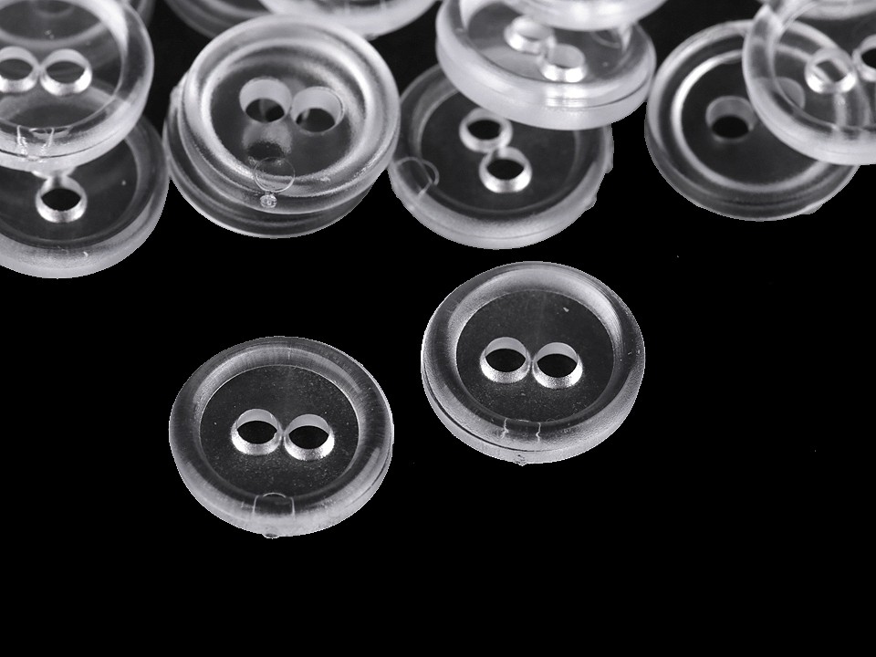 Plastic 2-hole Shirt Buttons size 18, Transparent, 100 pc.