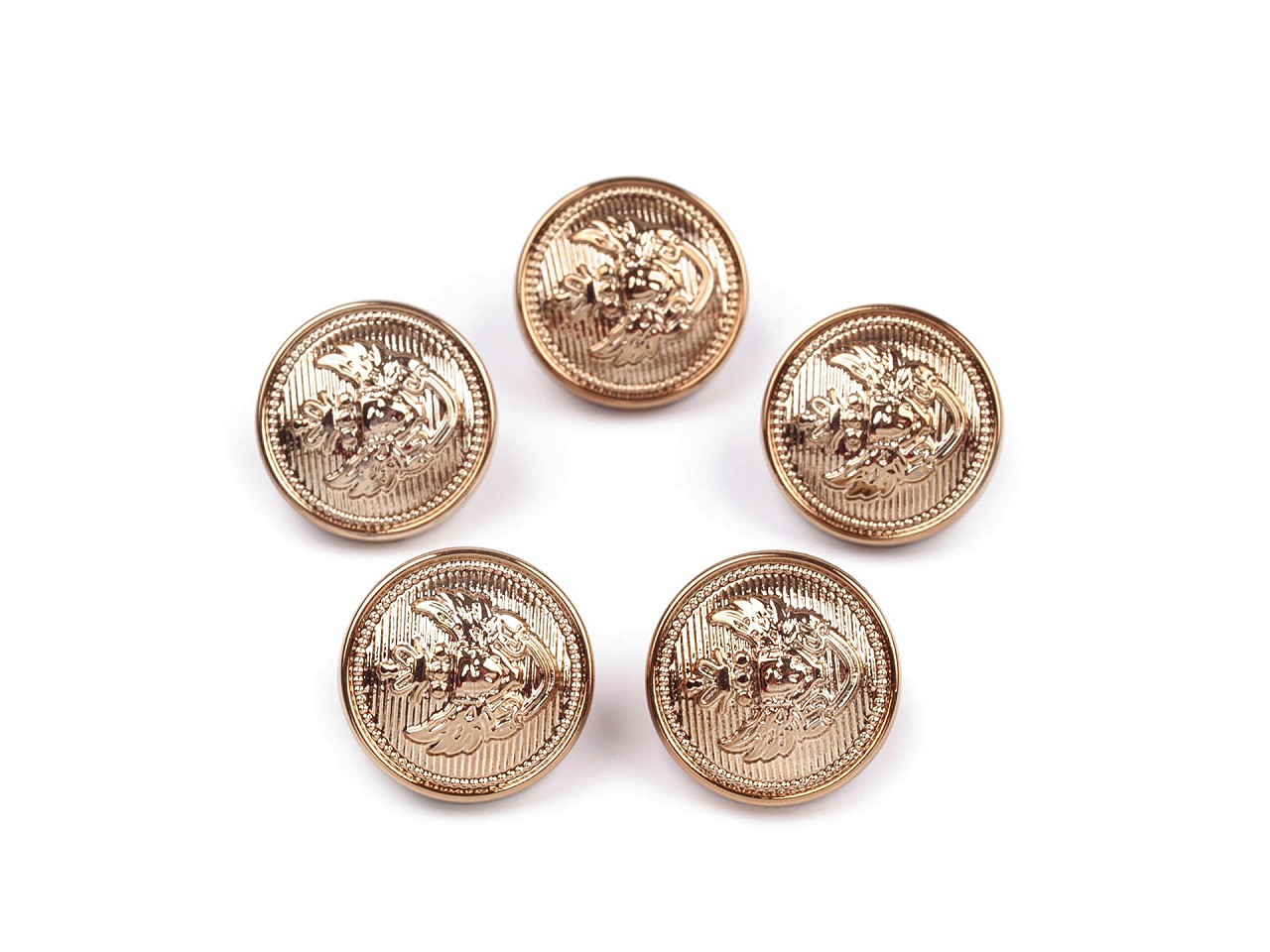 Plastic Shank Button size 26, gold lt., 5 pc.