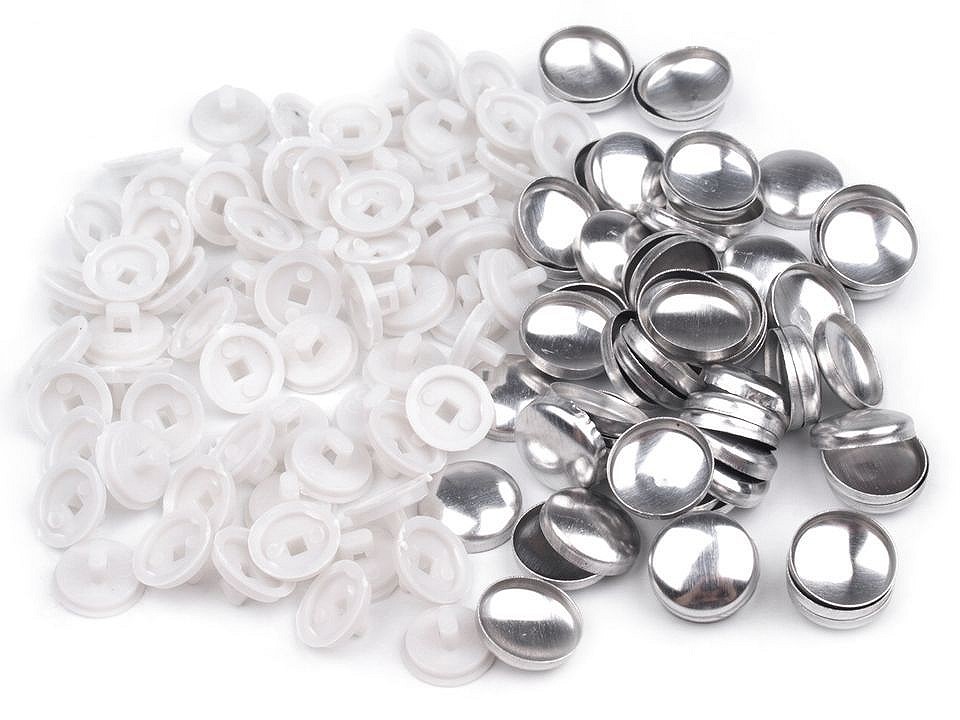 Self-Cover Buttons 20, white, 100 set