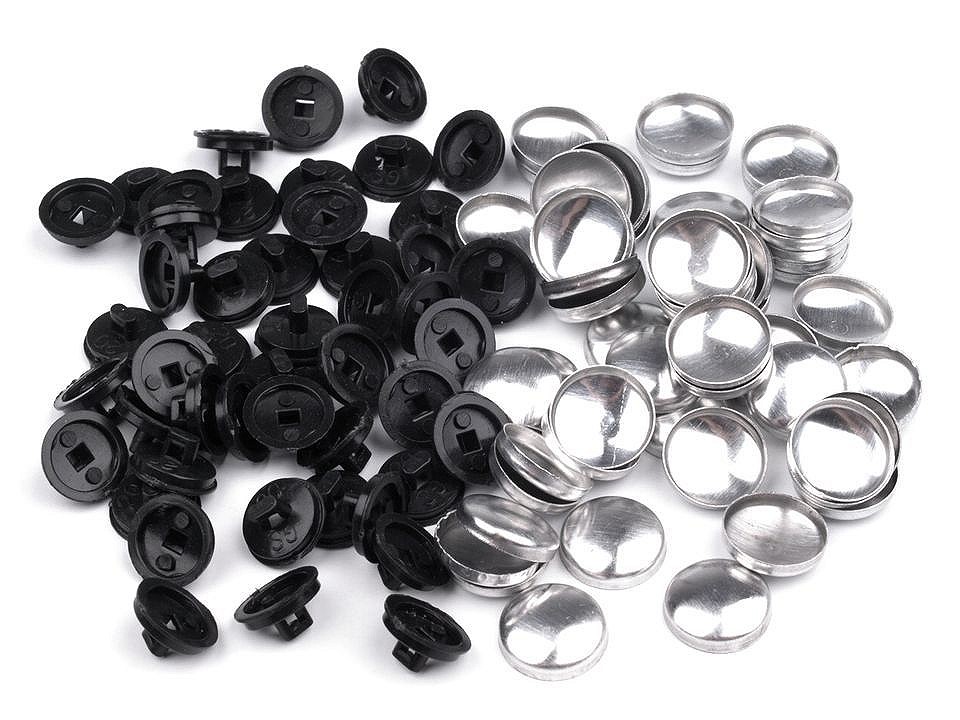 Self-Cover Buttons 20, black, 100 set