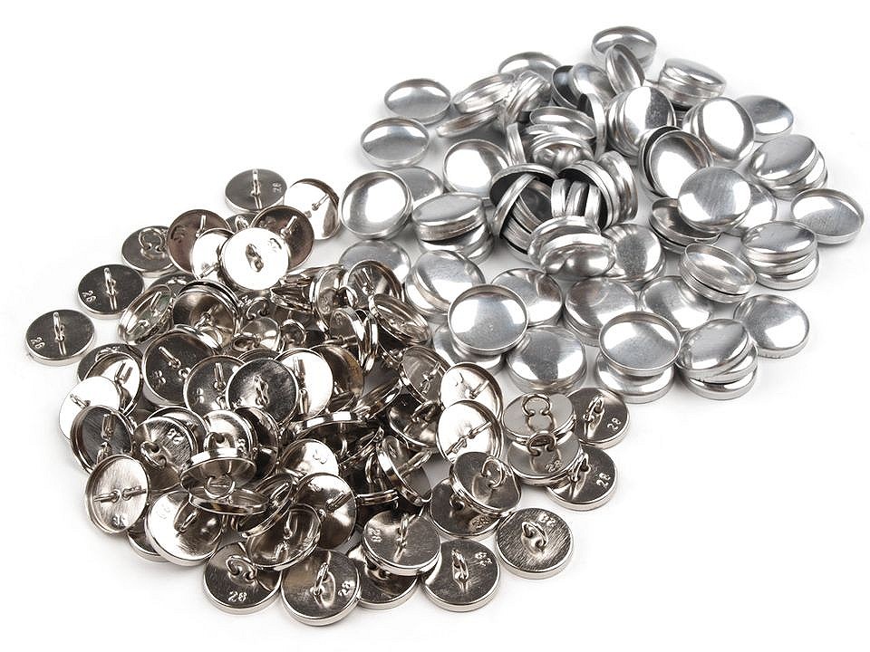 Self-cover all metal Button 28, nickel, 100 set