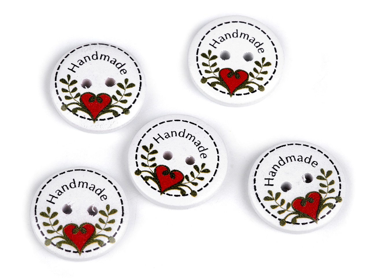 Decorative Wooden Button - Handmade, white, 5 pc.