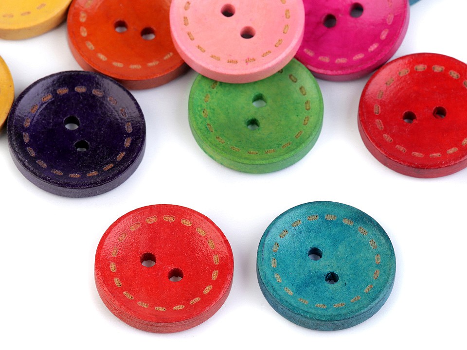 Wooden Decorative Button, mix of colours, 25 pc.