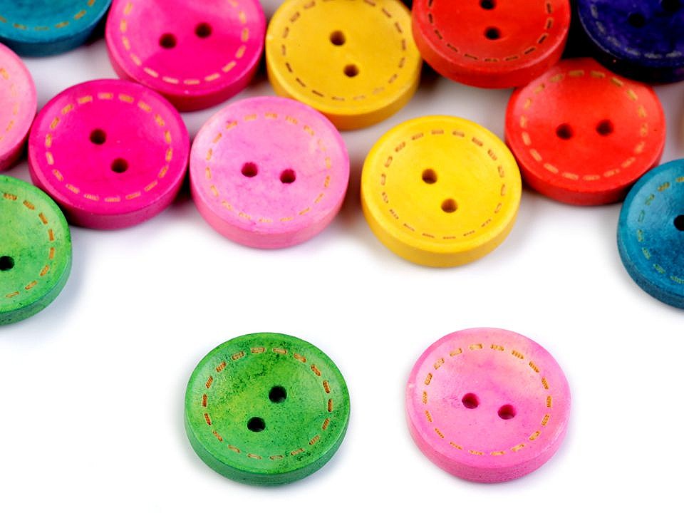 Wooden Decorative Button, mix of colours, 50 pc.