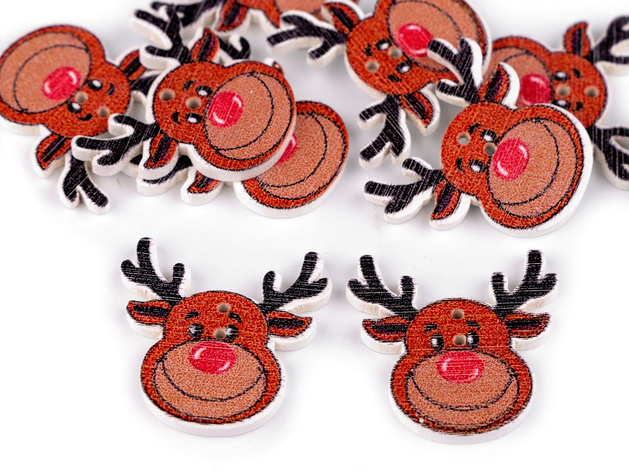 Decorative Christmas Wooden Button, brown, 10 pc.