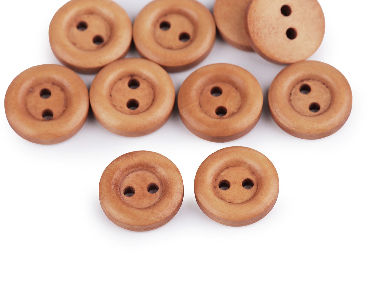 Wooden Buttons size 24, natural medium, 10 pc.