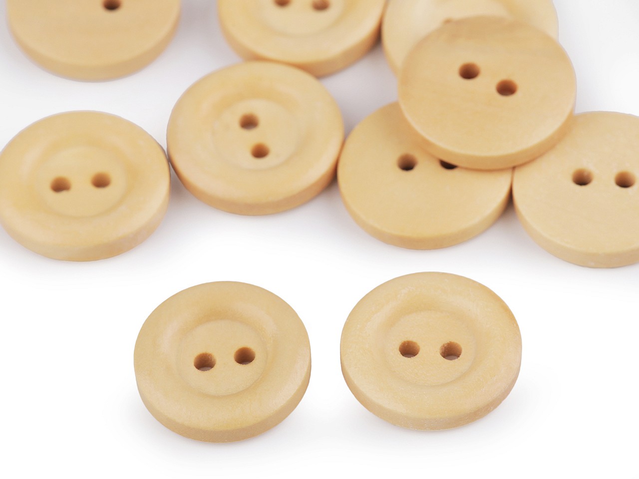 Wooden Buttons size 32, natural light, 10 pc.