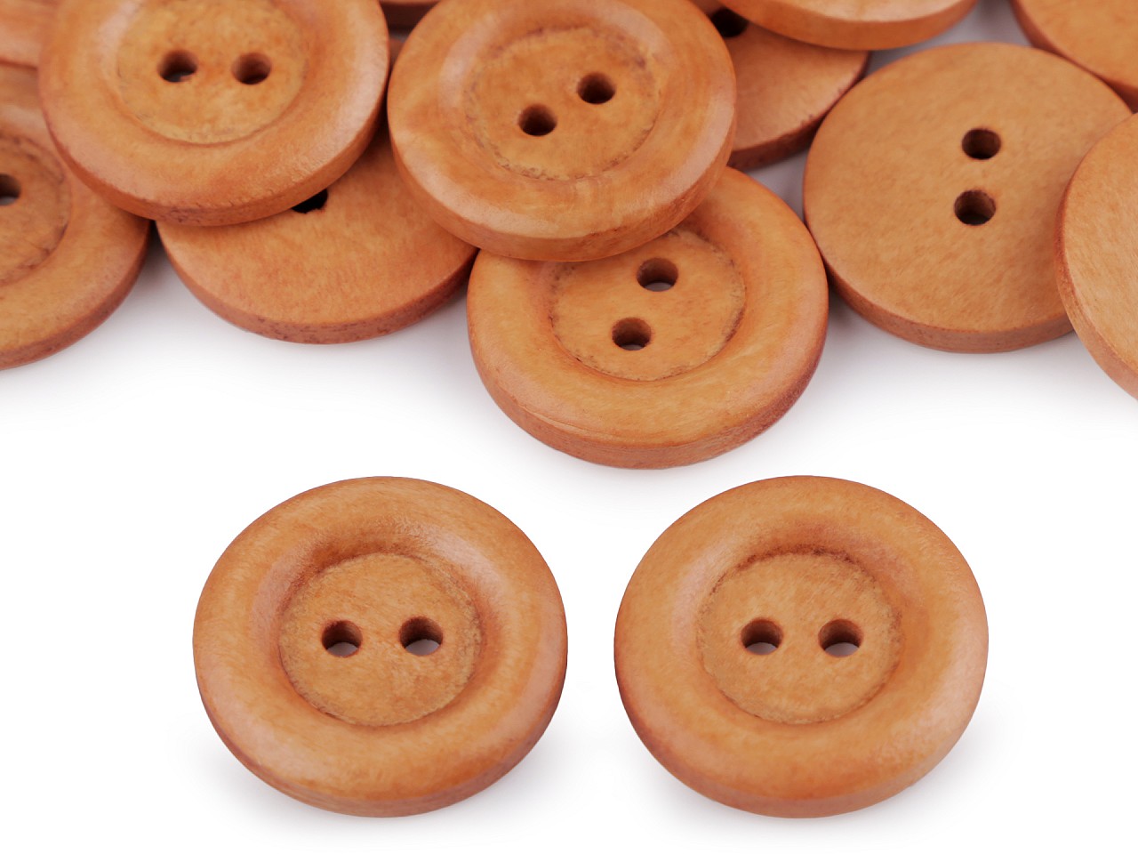 Wooden Buttons size 36, natural medium, 50 pc.