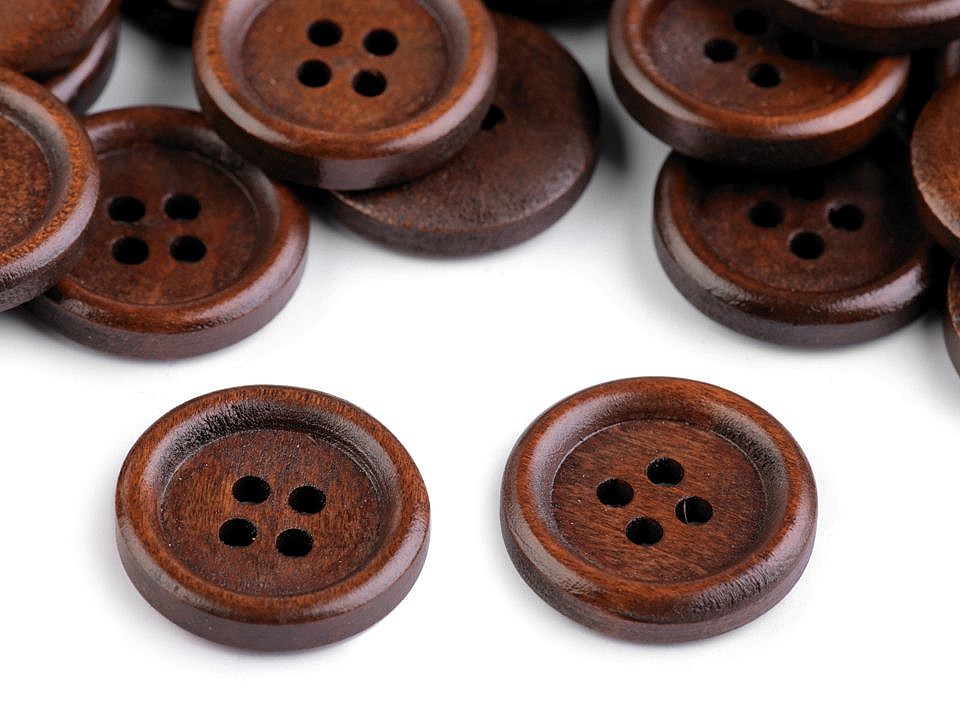 Wooden Button size 32 4-hole, brown natural, 10 pc.