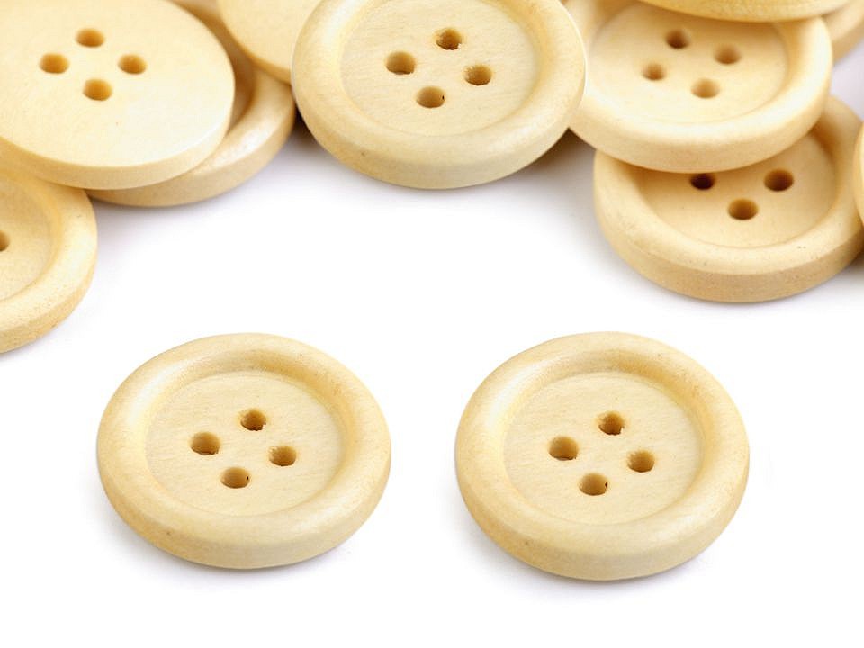 Wooden Button size 32 4-hole, ivory, 10 pc.