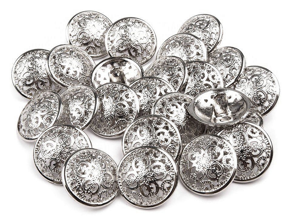 Metal Button size 28, silver, 5 pc.