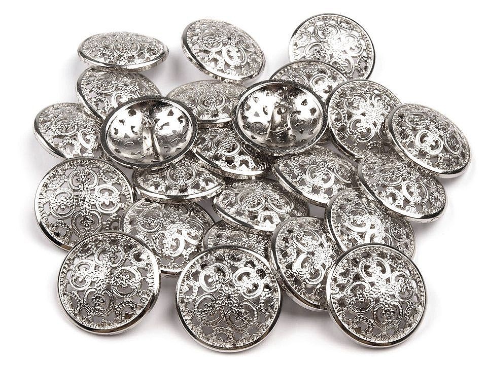 Metal Button size 40, silver, 5 pc.