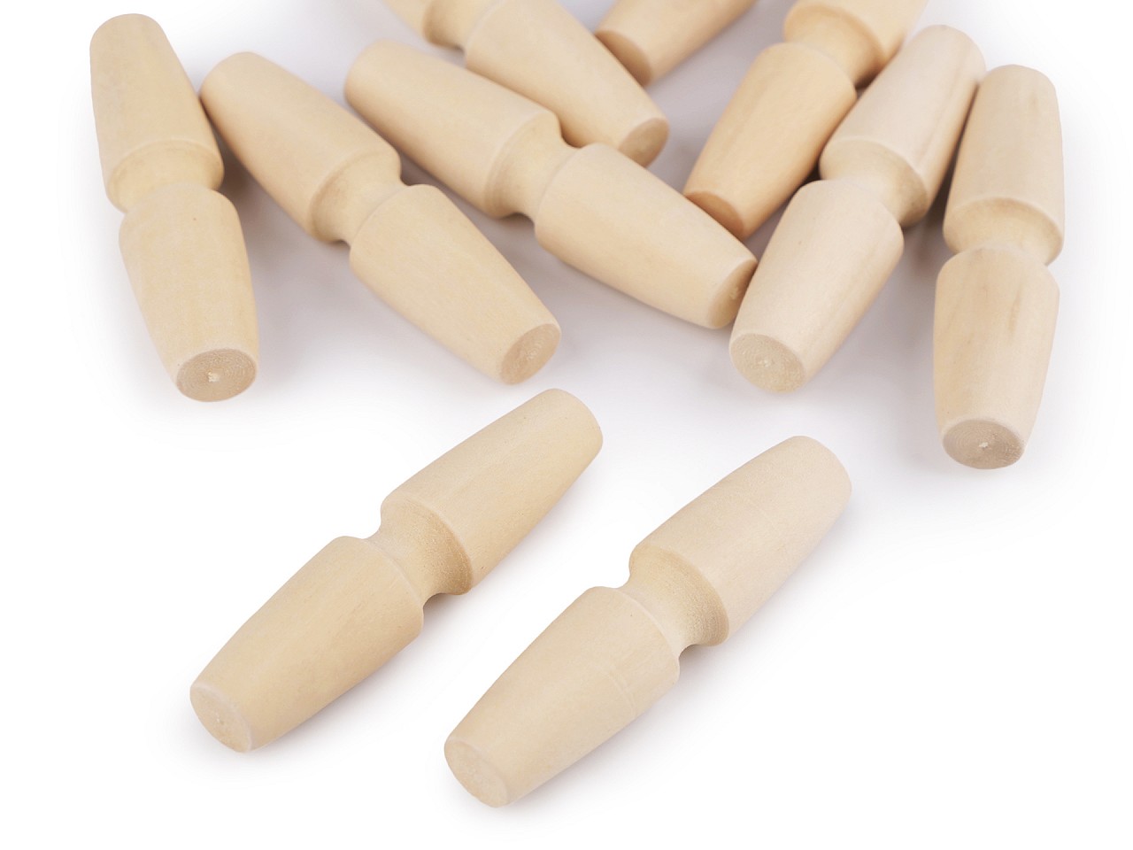 Wooden Toggle Button 15x60 mm, ivory, 10 pc.