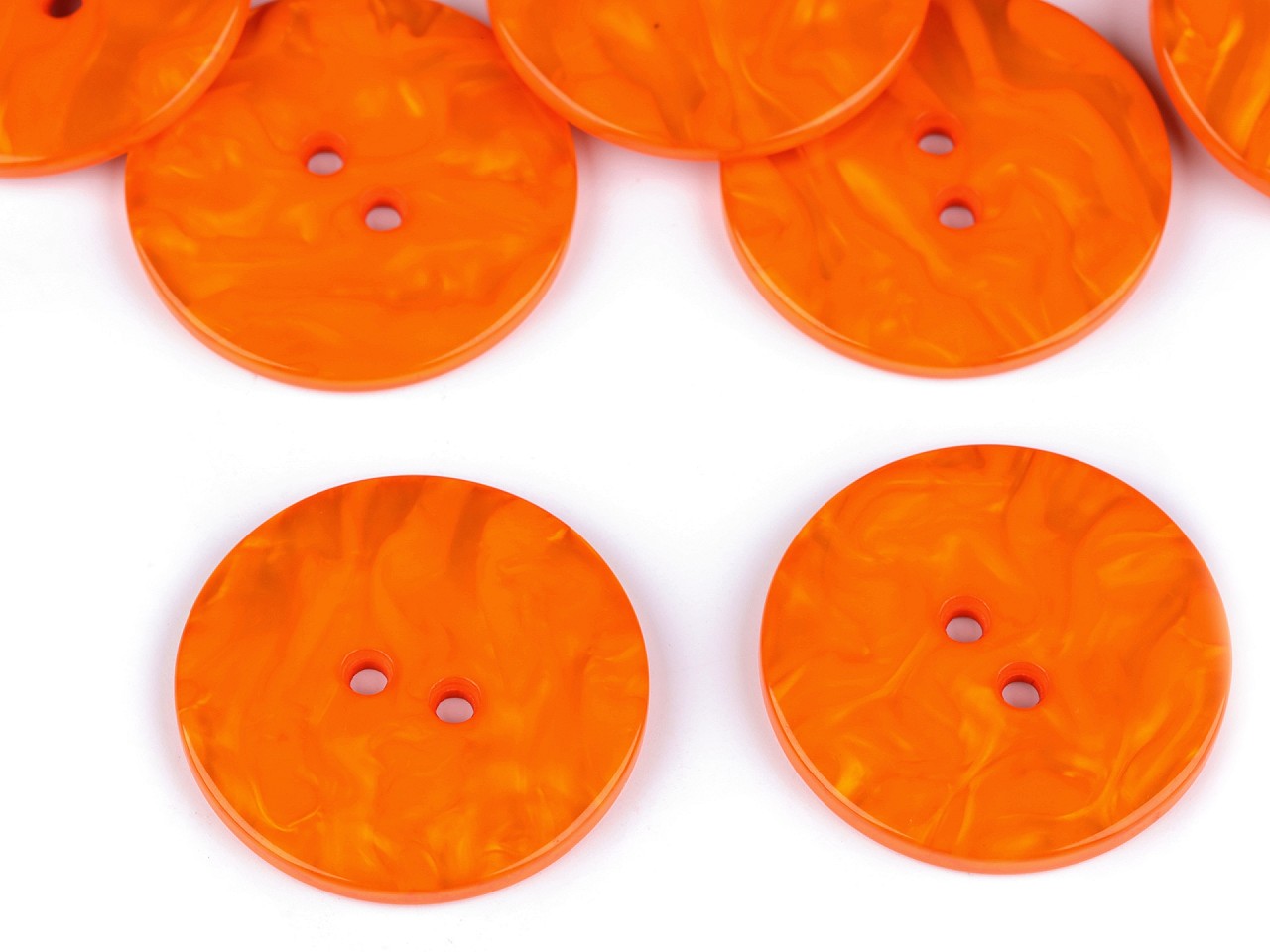 Pearlescent Button size 60, orange, 5 pc.