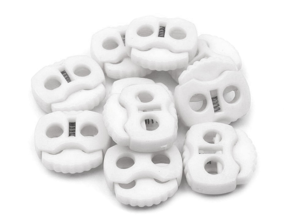 Cord Lock Stopper Toggles 20x20 mm 2-hole (package 10 pc.) - white