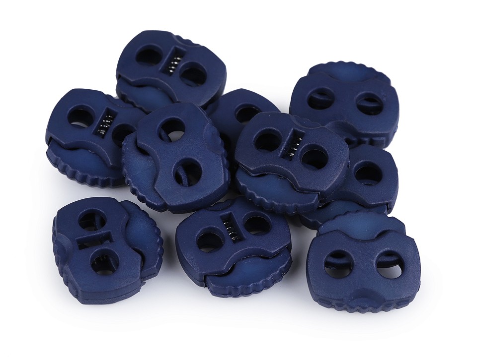 Cord Lock Stopper Toggles 20x20 mm 2-hole (package 10 pc.) - blue dark