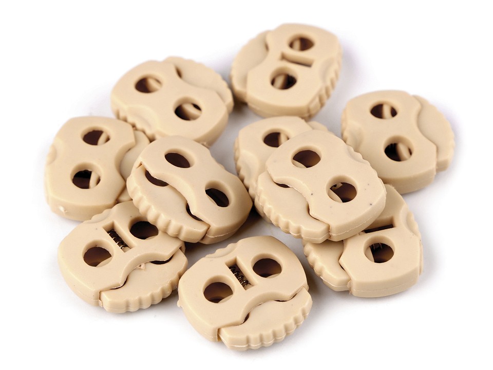 Cord Lock Stopper Toggles 20x20 mm 2-hole (package 10 pc.) - beige camel