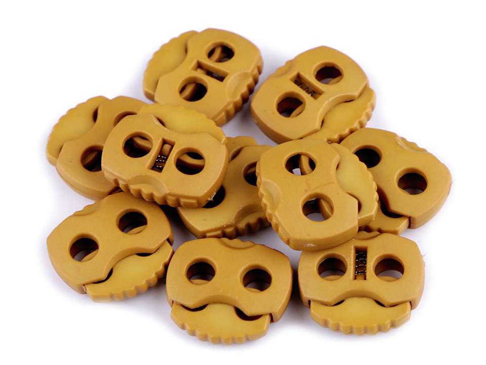 Cord Lock Stopper Toggles 20x20 mm 2-hole (package 10 pc.) - mustard - dark