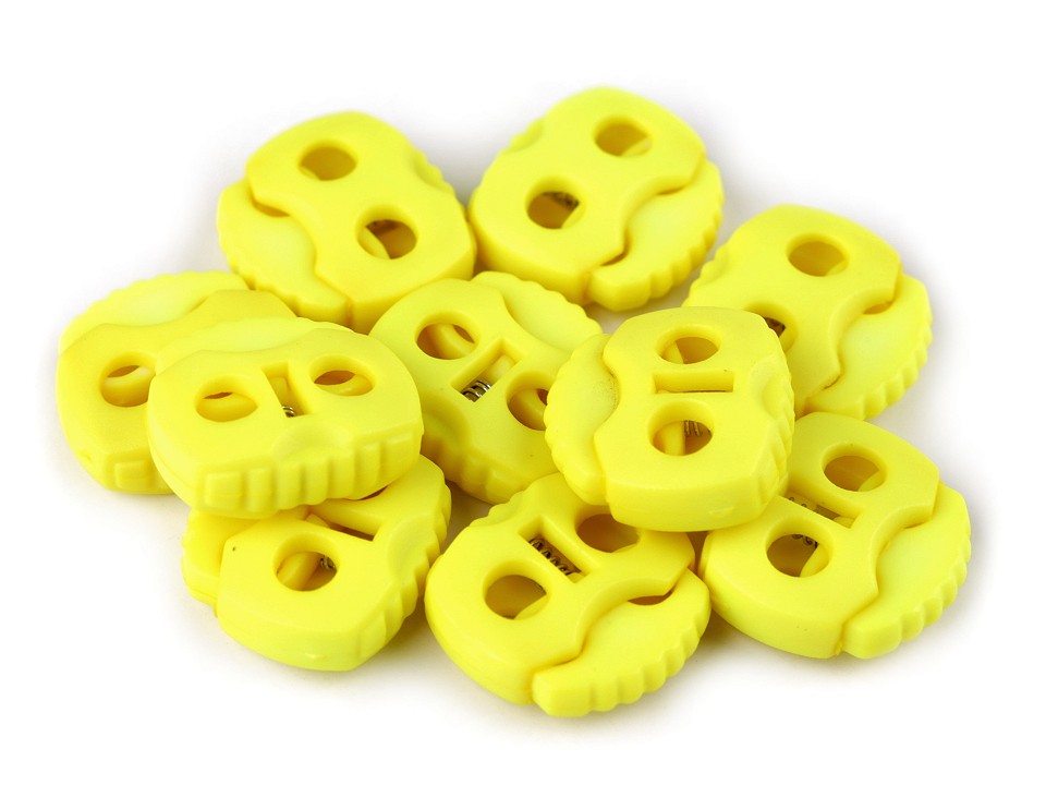 Cord Lock Stopper Toggles 20x20 mm 2-hole (package 10 pc.) - yellow reflective