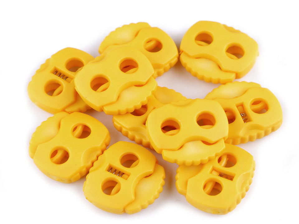 Cord Lock Stopper Toggles 20x20 mm 2-hole (package 10 pc.) - yellow