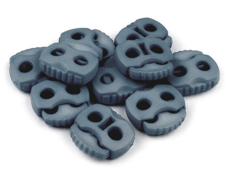 Cord Lock Stopper Toggles 20x20 mm 2-hole (package 10 pc.) - steel grey