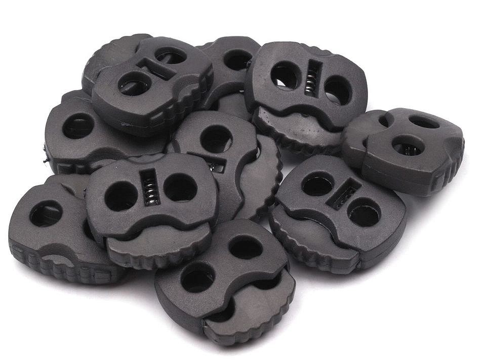 Cord Lock Stopper Toggles 20x20 mm 2-hole (package 10 pc.) - gray hematite