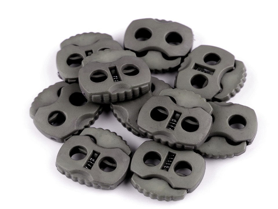 Cord Lock Stopper Toggles 20x20 mm 2-hole (package 10 pc.) - grey